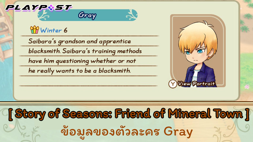 SoS Friend of Mineral Town Character Gray cover playpost