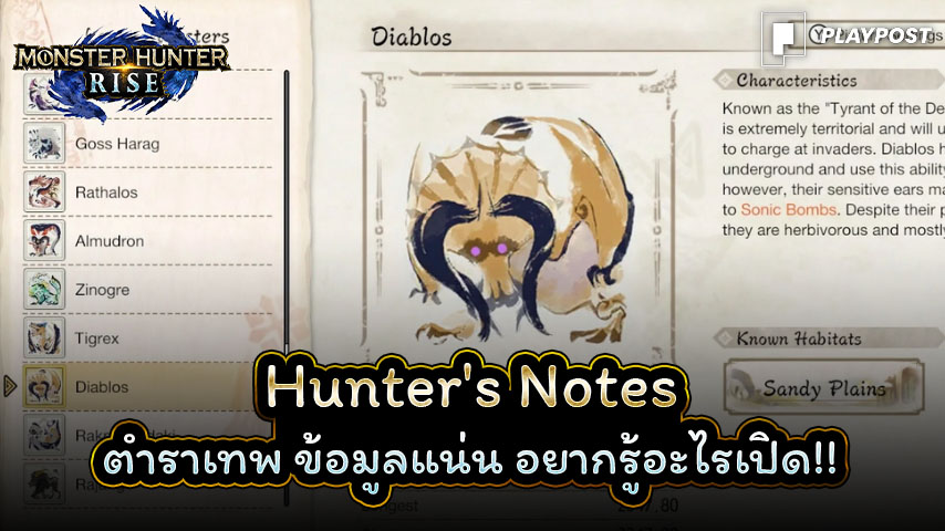 Monster Hunter Rise Hunter notes cover playpost